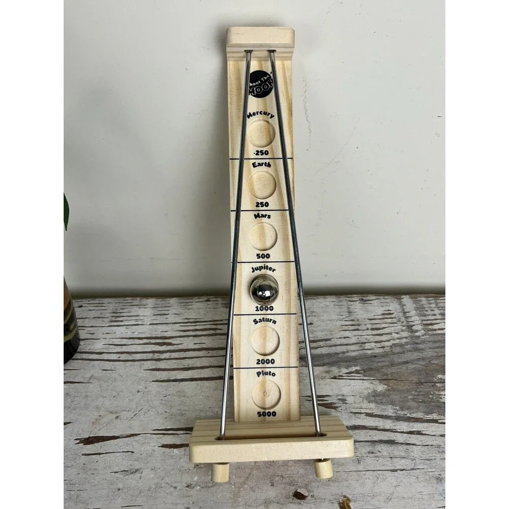 Shoot the Moon Retro Game Wooden Toy Mid Century Space Race W/Ball New Model 🚀
